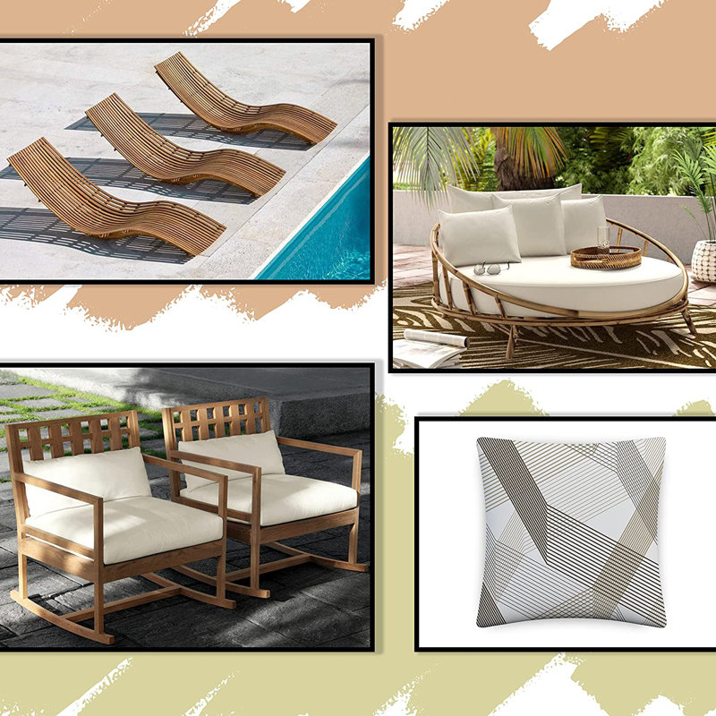 Indoor / Outdoor Abstract White Square Cushion Cover, 40.6cm x 40.6cm