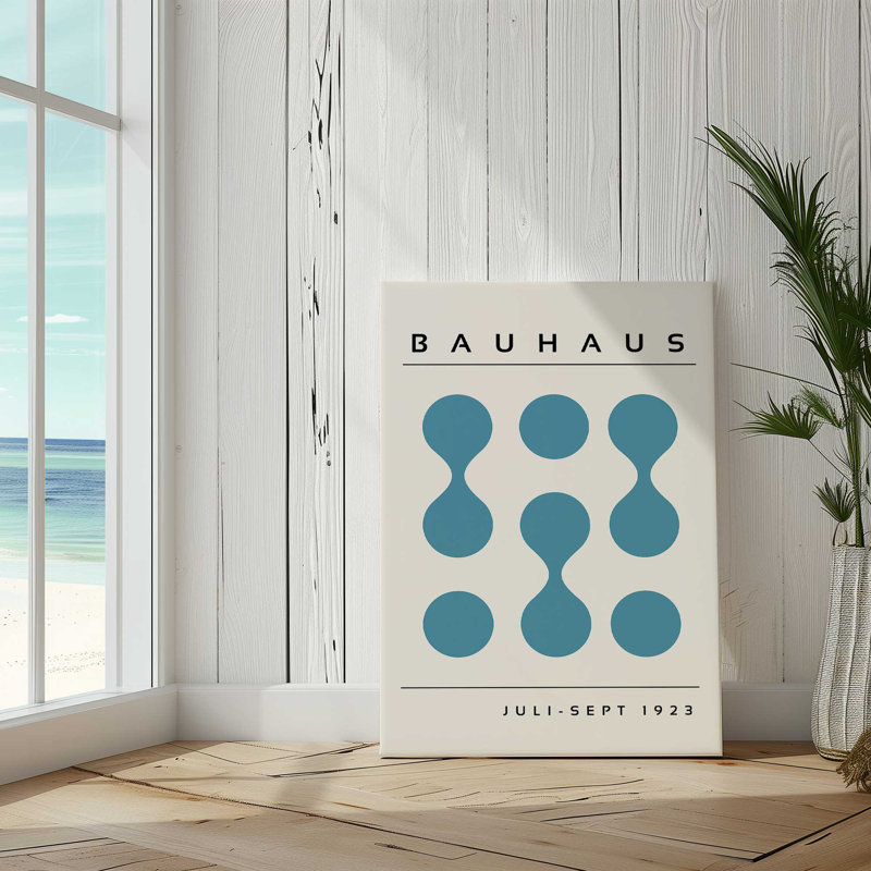 Curved Blue Bauhaus Flow Rolled Canvas,, Wrapped Canvas, 18" H x 12" W x 1.25" D