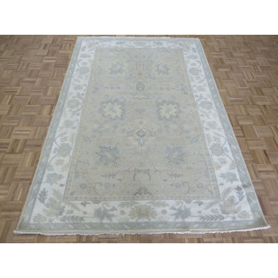 One-of-a-Kind 6'1" X 8'11" New Age Wool Area Rug in Beige/Ivory/Sky Blue/Gray