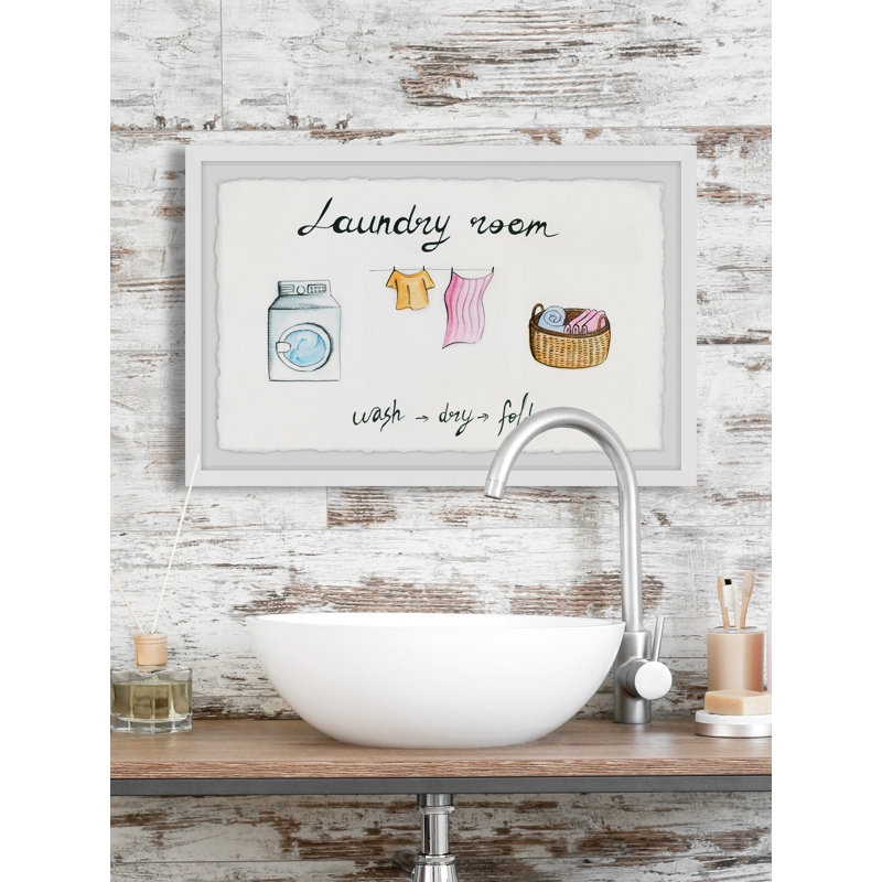 «Laundry Wash Dry Fold» - peinture encadrée, H 30 po x l 45 po x P 1,5 po