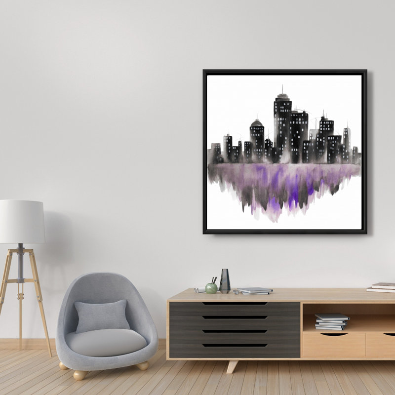 «Mauve aquarelle paysage urbain» sur toile