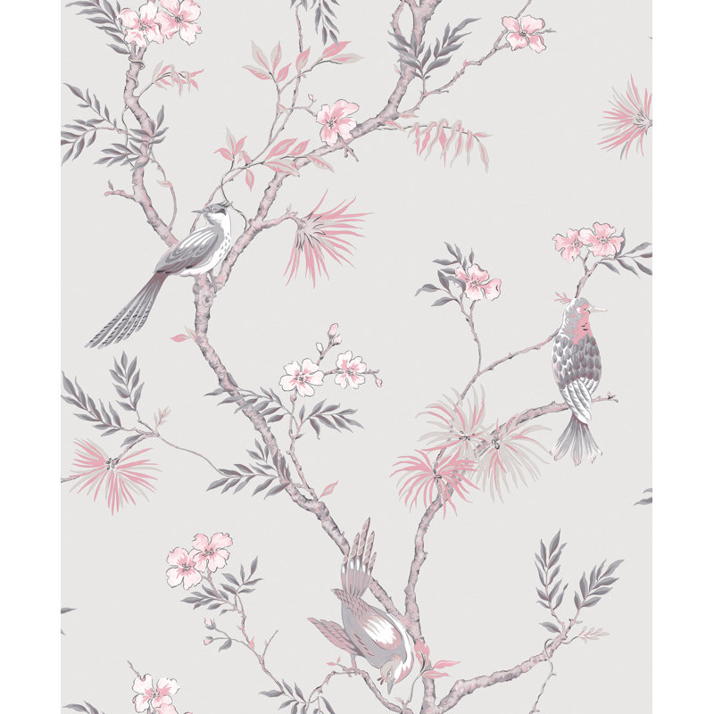 Batchelder 10m x 53cm Matte Wallpaper Roll, Grey/Pink