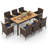 8-Person PE Wicker Patio Dining Set with Acacia Wood Tabletop -1013516641