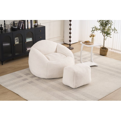 London Teddy Upholstered Bean Bag Chair with Footstool by Orren Ellis