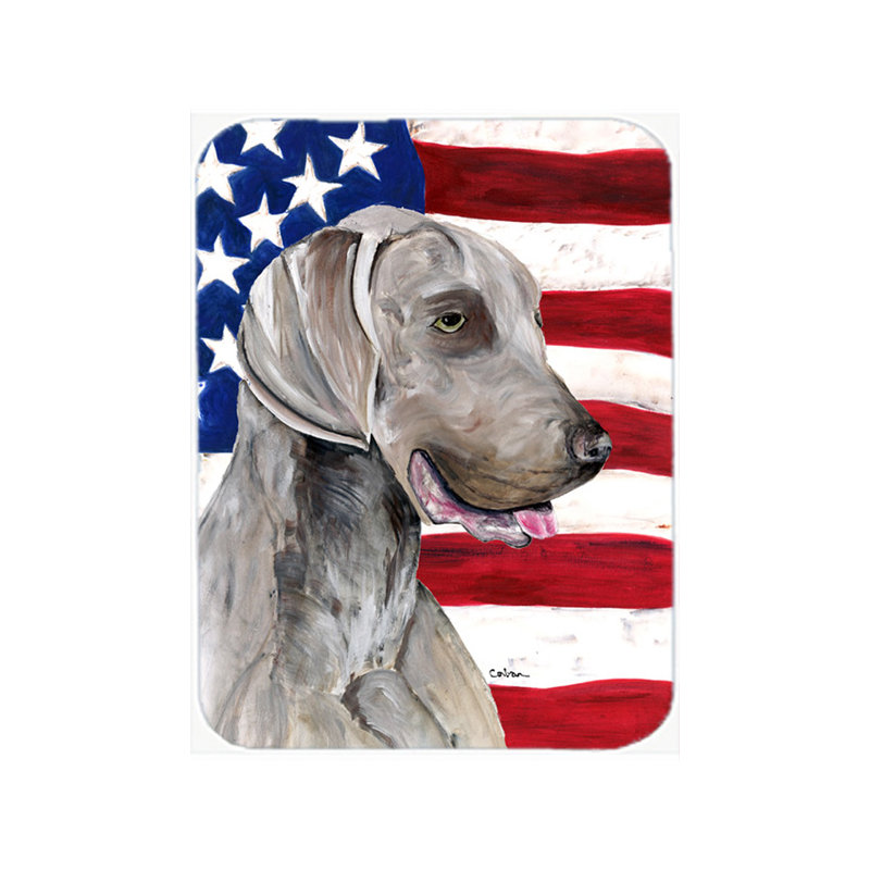 Drapeau américain avec planche à découper en verre weimaraner USA