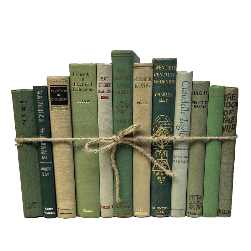 Livres décoratifs - Ensemble de livres Vintage Ivy Cream - 1 pied de livres verts