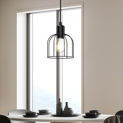 1 - Light Single Lantern Geometric Industrial Pendant Lighting