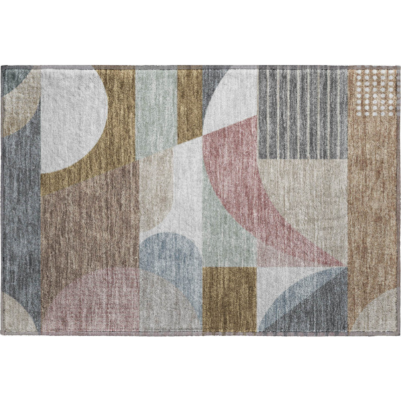 Premium Machine Washable Slesnick AMF1667 Mid Century Rug, Rectangle 1'8" x 2'6"