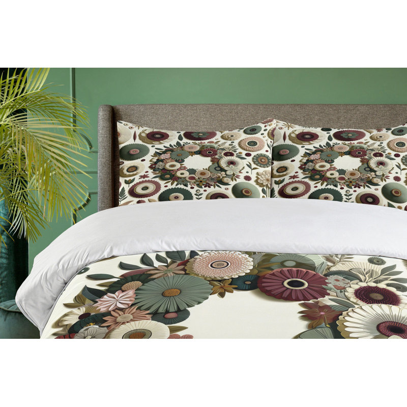 Flower Duvet Cover, Queen Duvet Cover + 2 Standard Shams