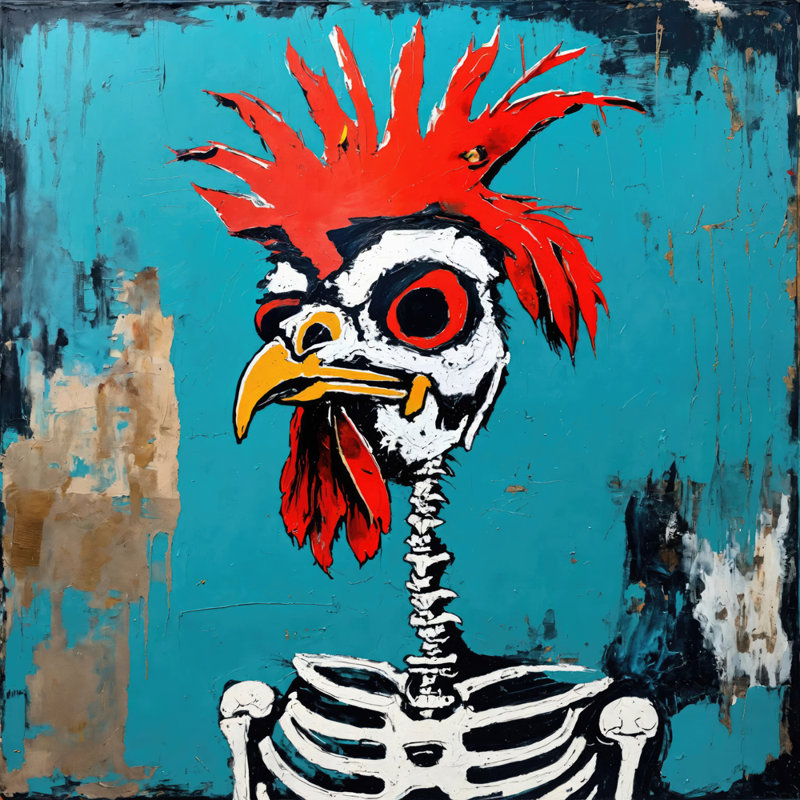Rooster1-Hommage-Basquiat, estampe numérique sur toile tendue avec châssis, H 36 po x l 36 po