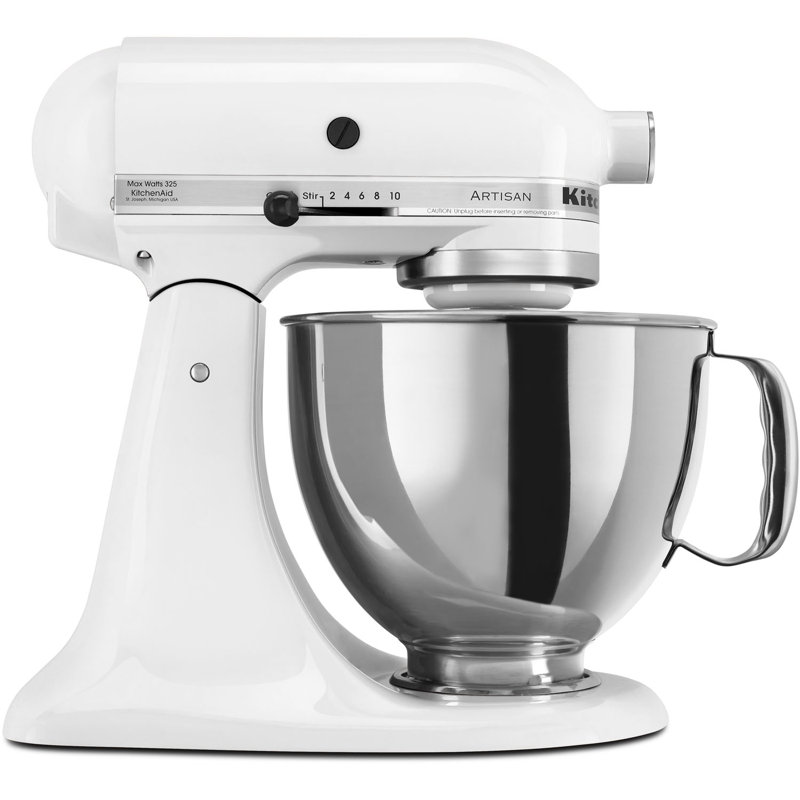 Batteur sur socle à tête inclinable de 5 pte Artisan® de KitchenAid®, Blanc