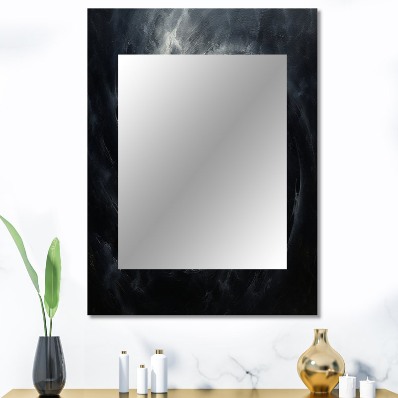 Black Hole Quiet Quasar - Abstract Spirals Decorative Mirror, Modern Wall Mirror, Printed Metal Art, 40" x 30"