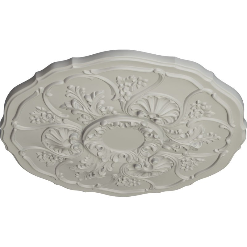 Médaillon de plafond Endurathane Cornelia, diamètre extérieur de 22 1/2 po x P 1 1/2 po (convient aux auvents jusqu'à 4 po), pot peint à la main de finition crème