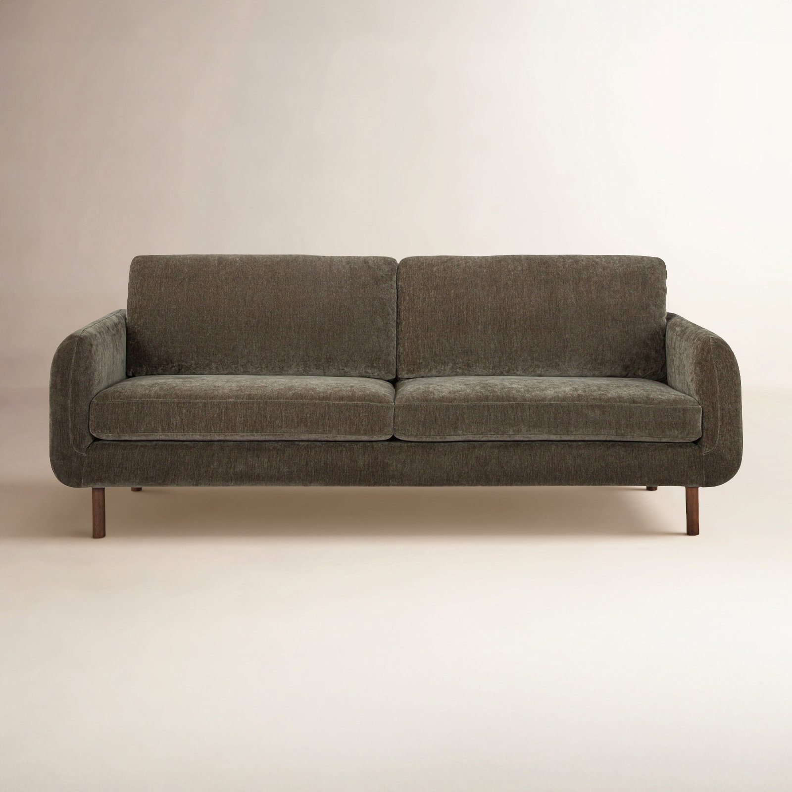 Leno 86" Upholstered Sofa, Olive Green Performance Chenille