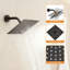 Robinet de douche noir mat moderne, garniture de baignoire et de douche avec tête de douche carrée noire à jet simple, noir mat (valve non incluse)-121048332