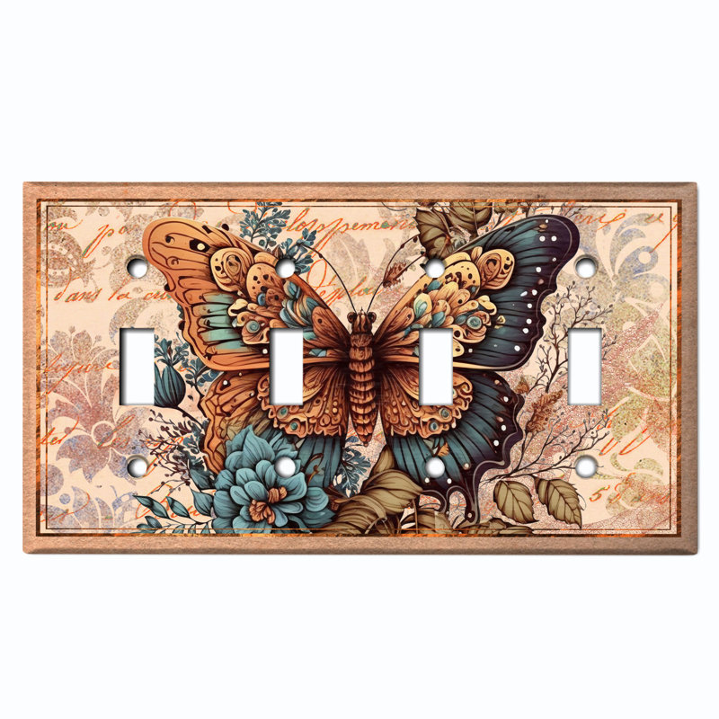 Plaque murale interrupteur à bascule 4 bandes Faded Monarch Butterfly