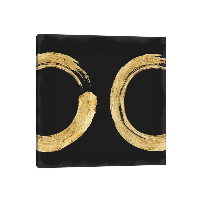 Gold Zen Circle On Black II by Ellie Roberts - Wrapped Canvas Gallery-Wrapped Canvas Giclée, 30.48 cm H x 30.48 cm W