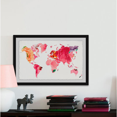 Floral Map by Diana Alcala - Single Picture Frame Painting