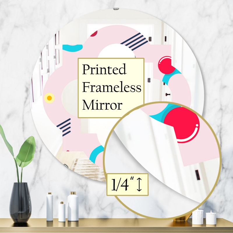 Miroir mural moderne à motif géométrique abstrait quadrilobe III, 23,6 po x 23,6 po