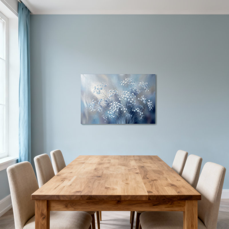 Plantes et fleurs, bouquet floral bleu, impression sur fond doux, H 20 po x l 30 po