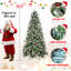 Arbre de Noël 9 pi avec 3750 pointes, baies rouges et pommes de pin - Branches PE + PVC enneigées, conception à charnières pour une installation facile, support en métal robuste - Décoration d'arbre de Noël naturelle-118094885