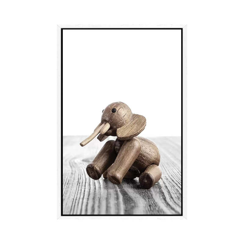 Zooline Elephant - Print on Canvas, 66.04 cm H x 45.72 cm W, White Framed