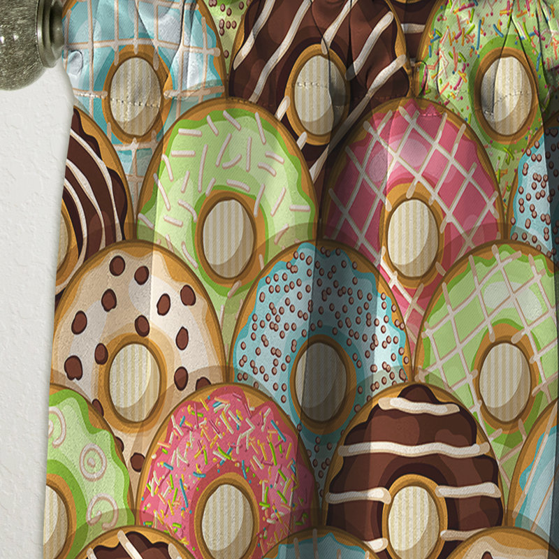 Donuts Geometric Blackout Thermal Rod Pocket Single Curtain Panel, 52" W x 108" L