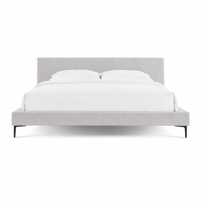 Lit plateforme tissé Brooke gris Palo, Gris clair, Grand lit