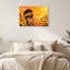 «Woman with Sunflowers In Low Poly Orange Desert», art mural sur toile-1849301966