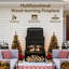 Foyer d'extérieur multifonctionnel au feu de bois en acier avec cheminée, porte-bûches, outil de foyer, ambiance de patio d'hiver et fonctionnalité