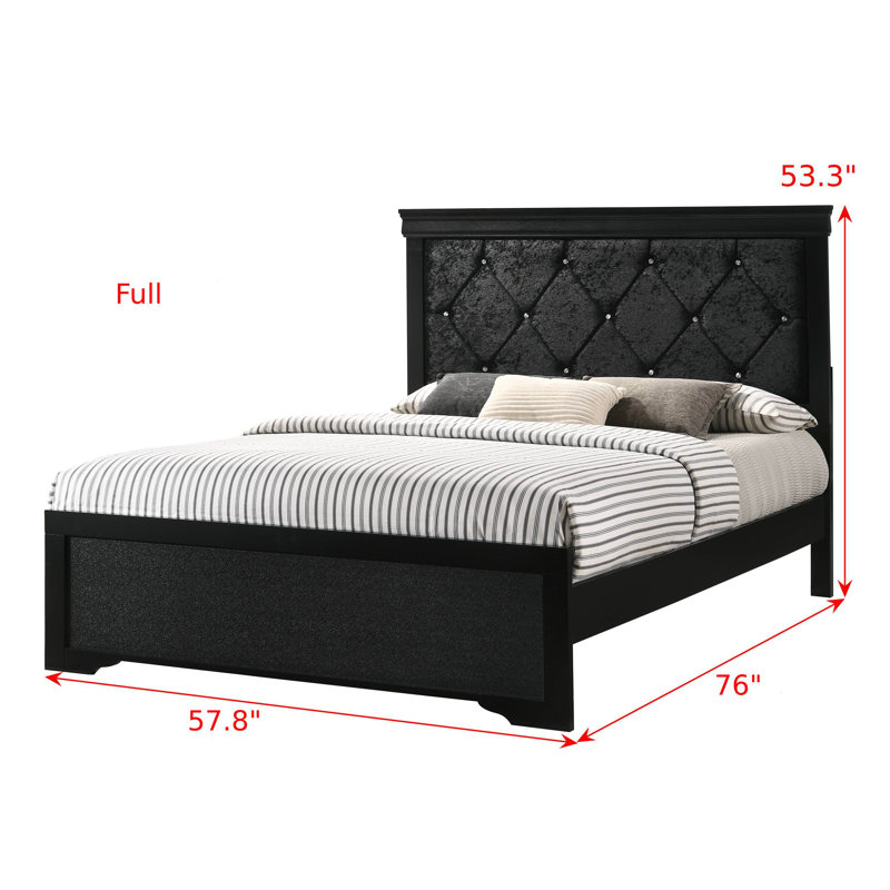 Ensemble de chambre à coucher à lit à panneaux 5 pièces Marucci, Double, Deux articles : lit, table de chevet