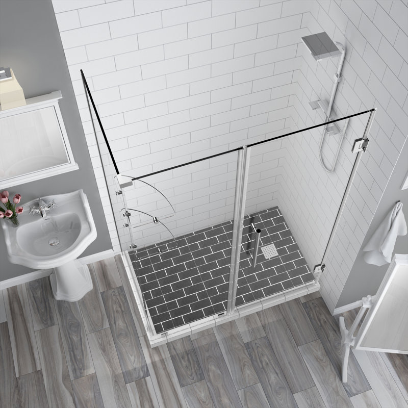 Cabine de douche rectangulaire à charnière 47 "x 72" Bromley GS, Chrome