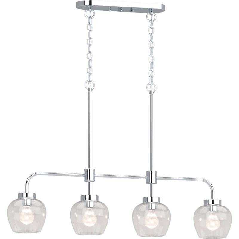 Aria 4-Light Indoor Polished Nickel Hanging Chandelier with Clear Glass Bowl Shade