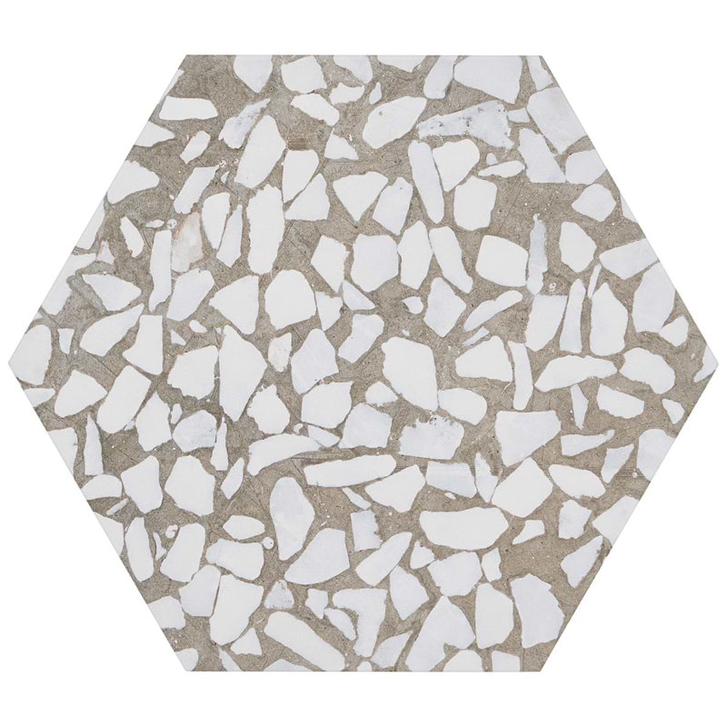 Terrazzo Hex 9" Terrazzo Look Porcelain Floor & Wall Tile (8.07 Sq. Ft. / Case), Hex Grigio