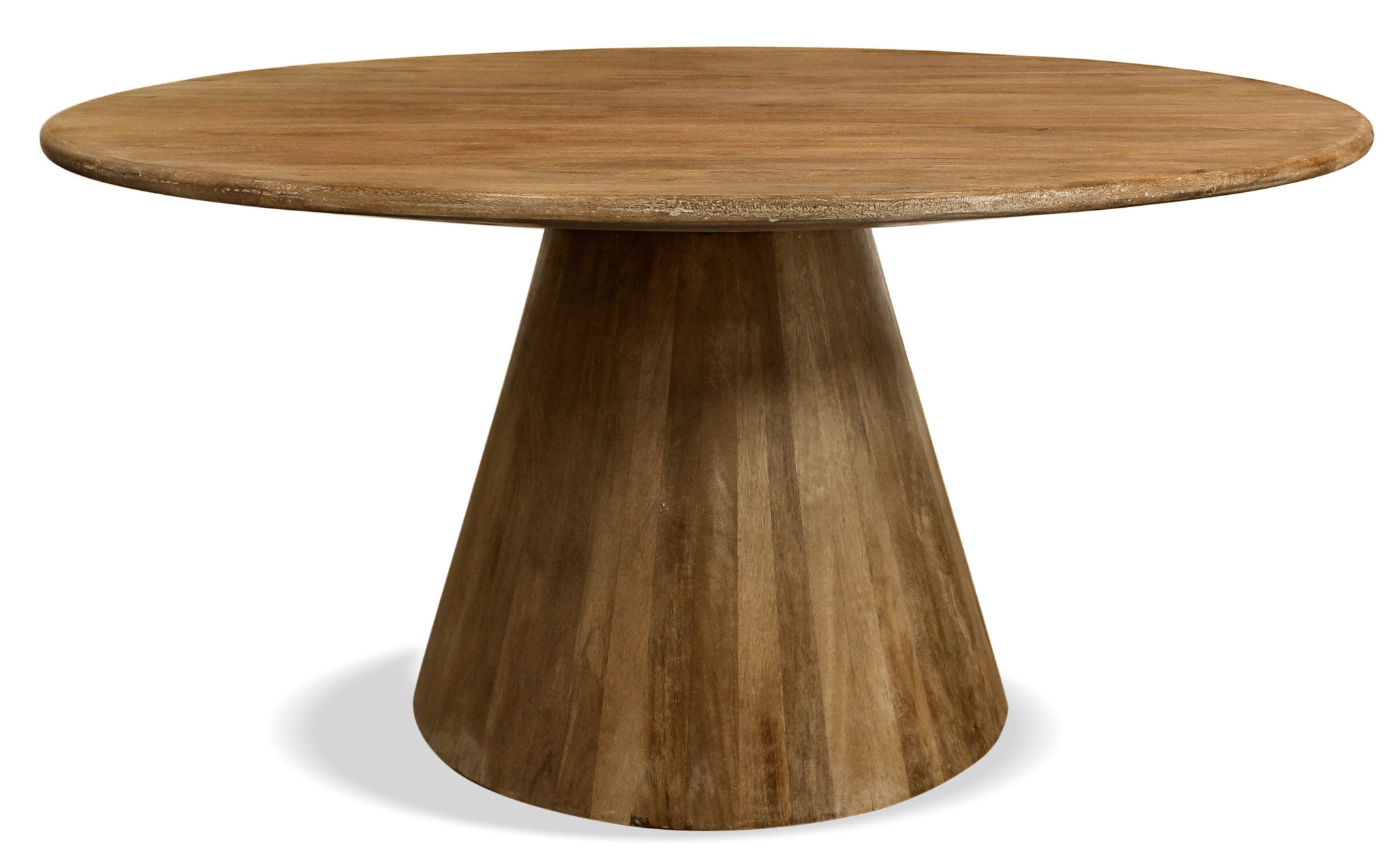 HomeRoots 60" Natural Rounded Solid Wood Pedestal Base Dining Table ...