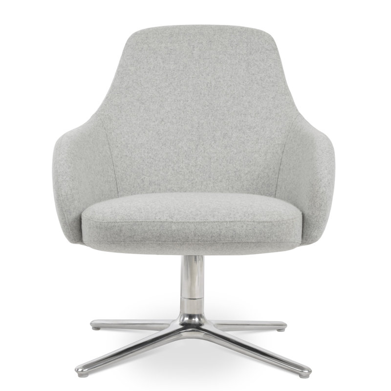 Fauteuil pivotant ovale en laine Gazel, Laine argentée