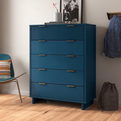 Granville 38" Solid Wood Dresser with 5 Drawers in Midnight Blue