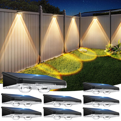 Solar Fence Lights Outdoor 8 Pack - 3 Modes (Warm/Neutral/Cool White), Fence Lights Solar Powered For Outside, IP65 Waterproof, Deck Lighting For Wall, Step, Patio, Pathway, Stairs