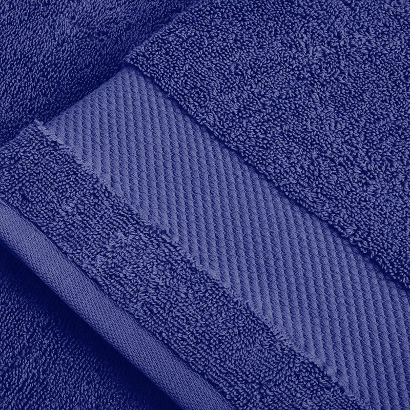 100% Organic Cotton Bath Towel Set | 700 GSM Plush 6-Piece Premium Towel Set , 2 Bath Towels, 2 Hand Towels & 2 Washcloths - Navy Blue