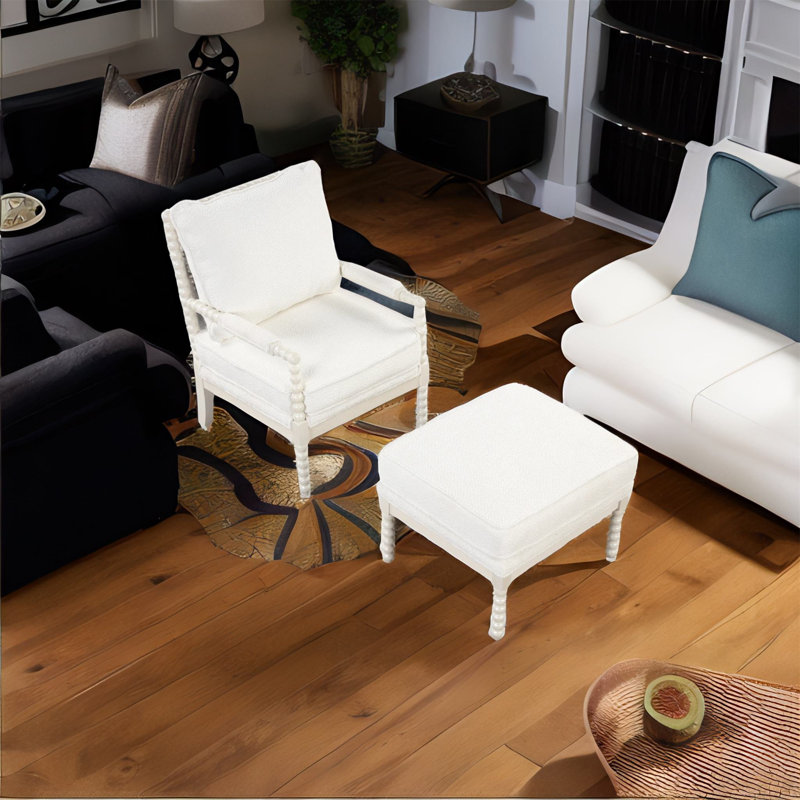 Fauteuil rembourré, Velours blanc, Blanc