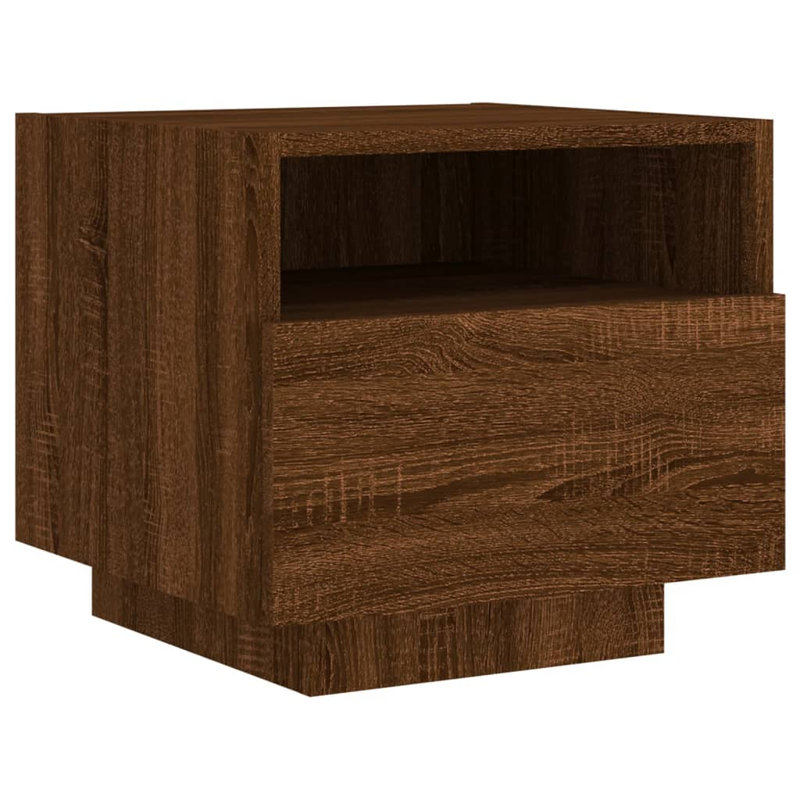 Brayli 39cm W Bedside Table, Smoked Oak, Set of 2