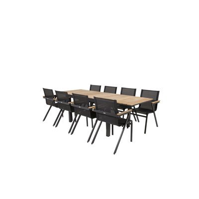 Anoki 8 - Person Teak Patio Dining Set with Extendable Rectangular Table