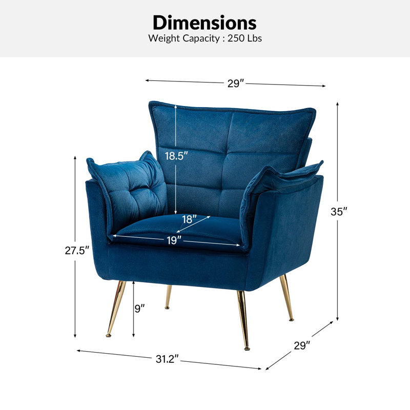 Fauteuil Toulouse, Velours bleu marine