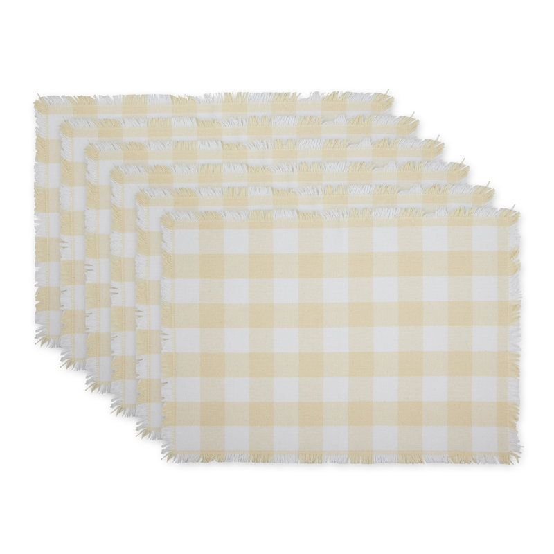 Ensemble de napperons à franges 6 pièces, Naturel