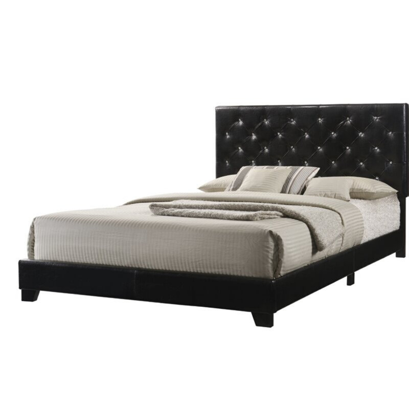 Gaozong Upholstered Standard Bed, Twin, Black