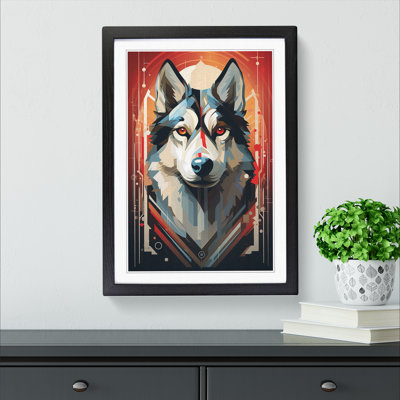 Husky Art Deco No.2 - Single Picture Frame Print on Wood