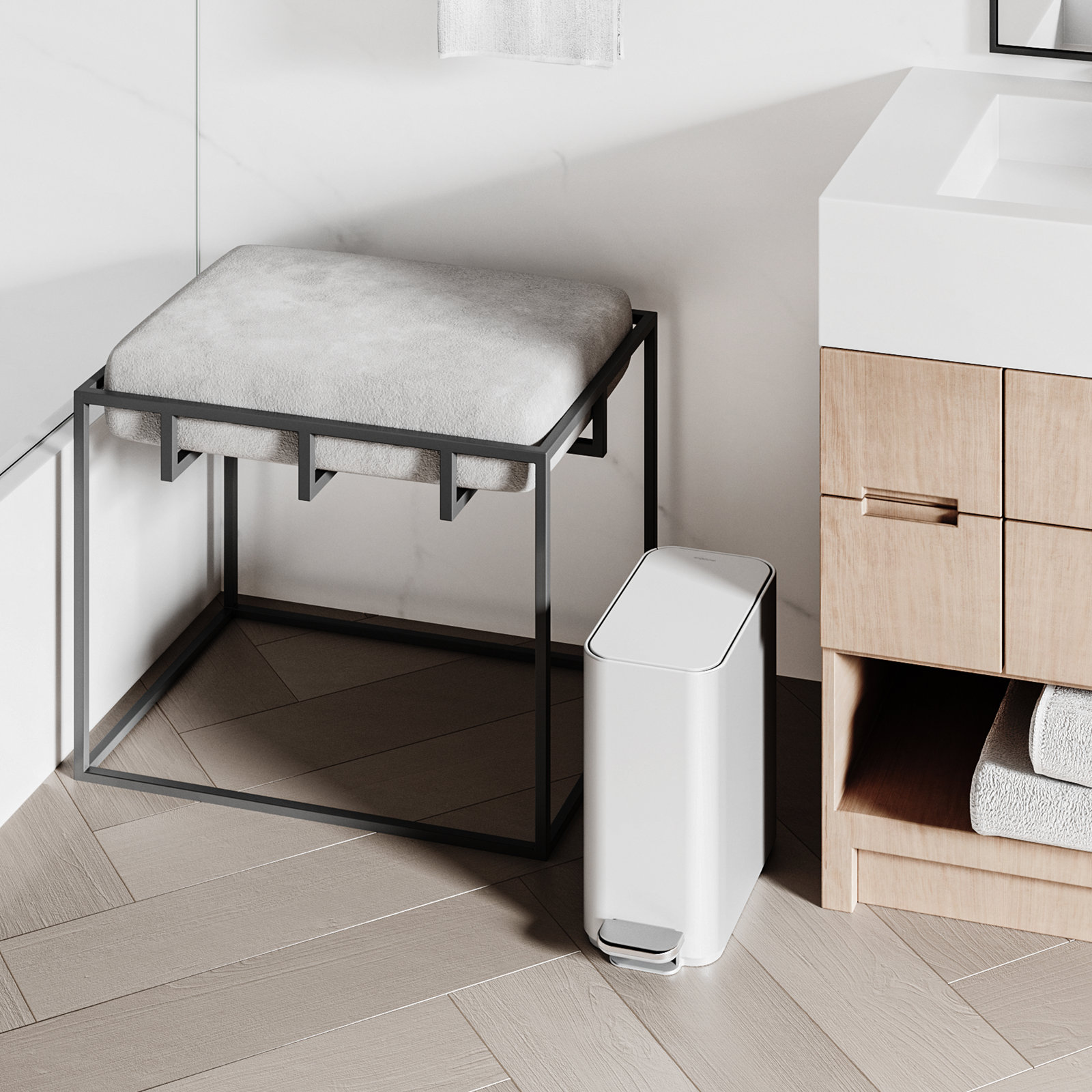 simplehuman 1.3gal Slim Steel Step-On Can, White