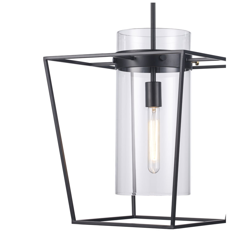 1 - Light Lantern Pendant, Black, 53.8" H x 15" W x 15" D