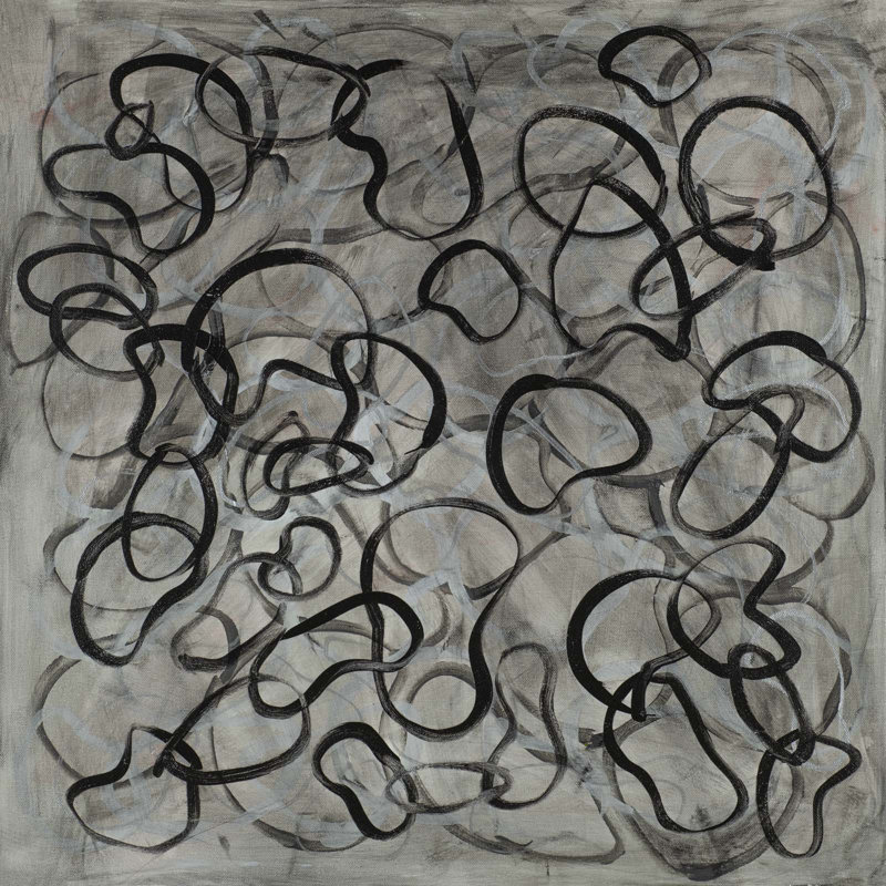 Silver And Black Squiggly Swirls Painting by Joyce Creiger