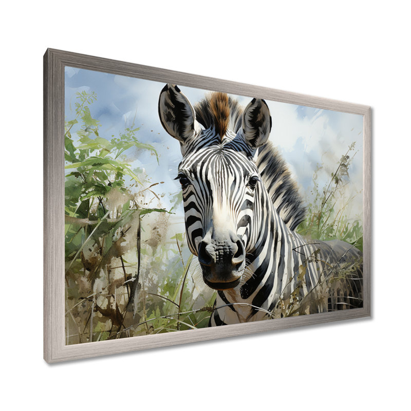 Zebra Stripes In Jungle, reproduction d'art sur toile, Argent, H 16 po x l 32 po x P 1 po